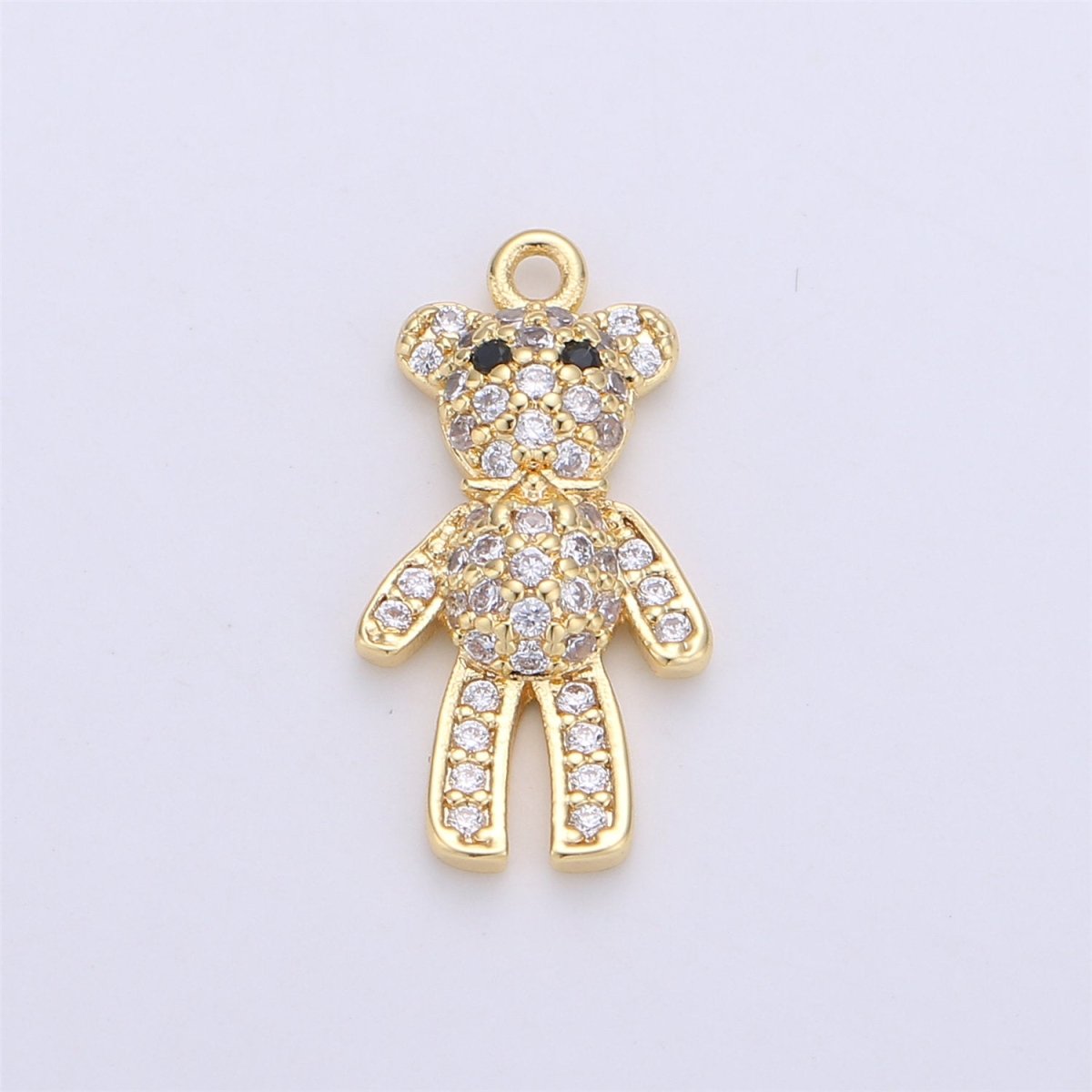 14K Gold Filled Micro Paved CZ Teddy Bar Charm | C676