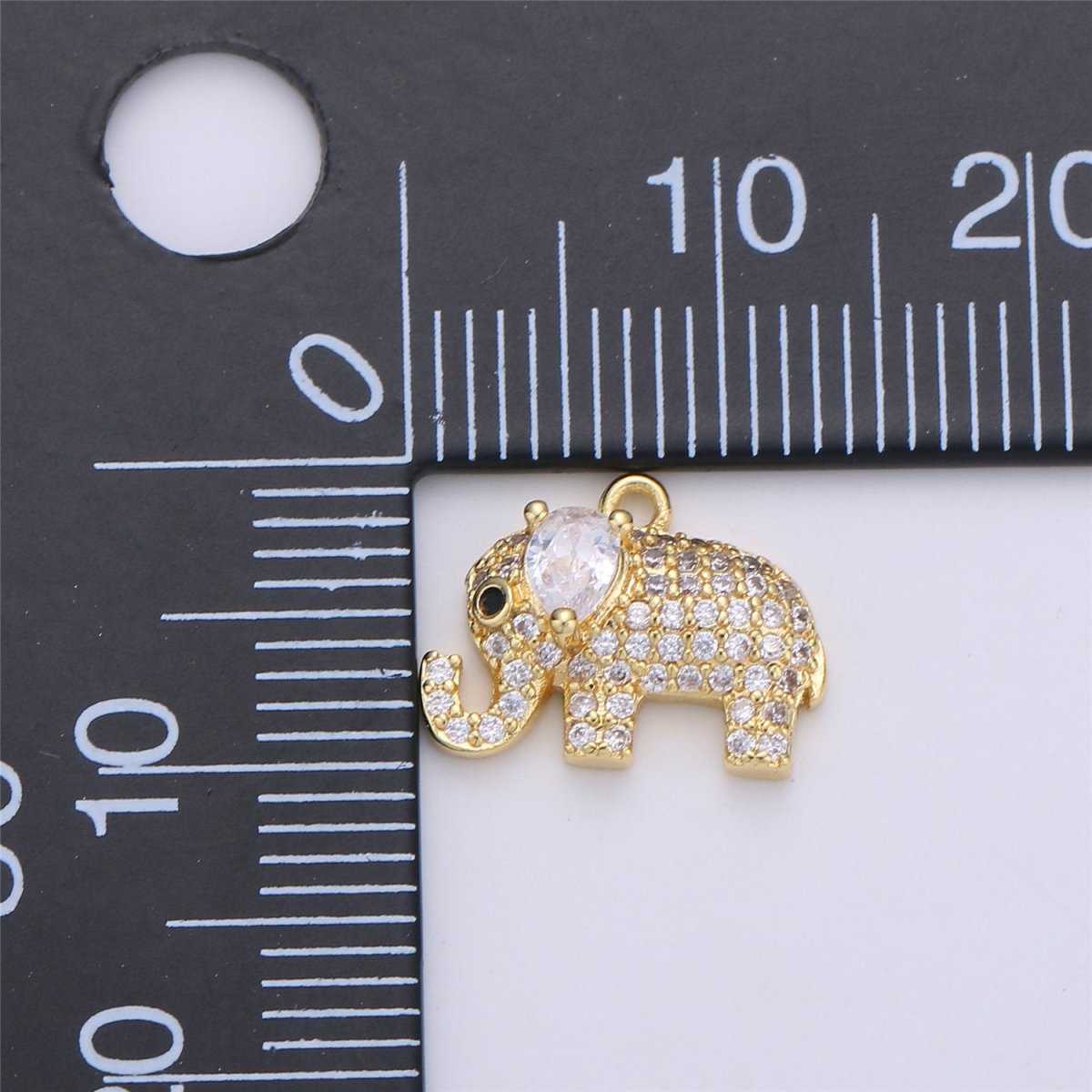 14K Gold Filled Micro Paved CZ Elephant Mini Charm | C682