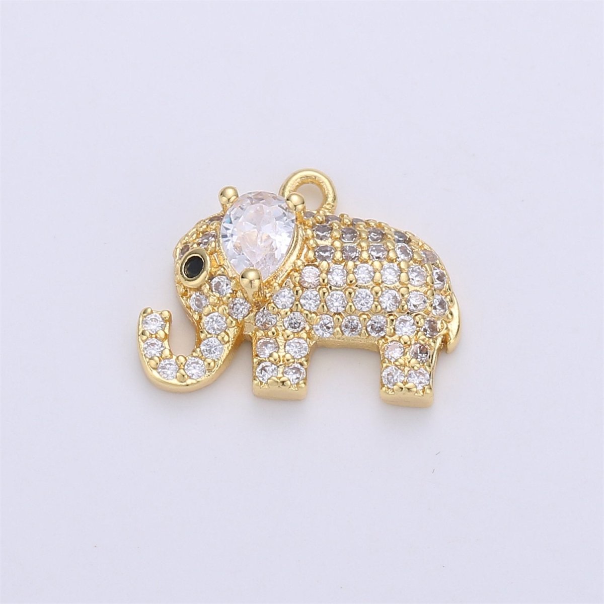 14K Gold Filled Micro Paved CZ Elephant Mini Charm | C682