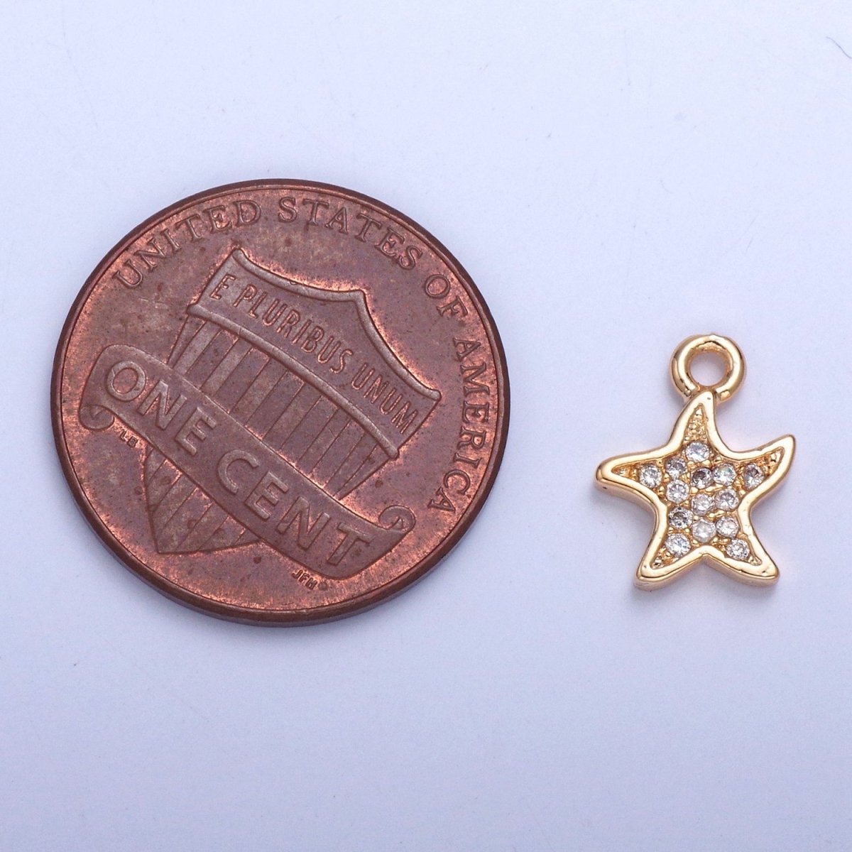 Tiny Micro Pave Star Charm, Gold North Star Starfish Charm For Jewelry Making | X-030