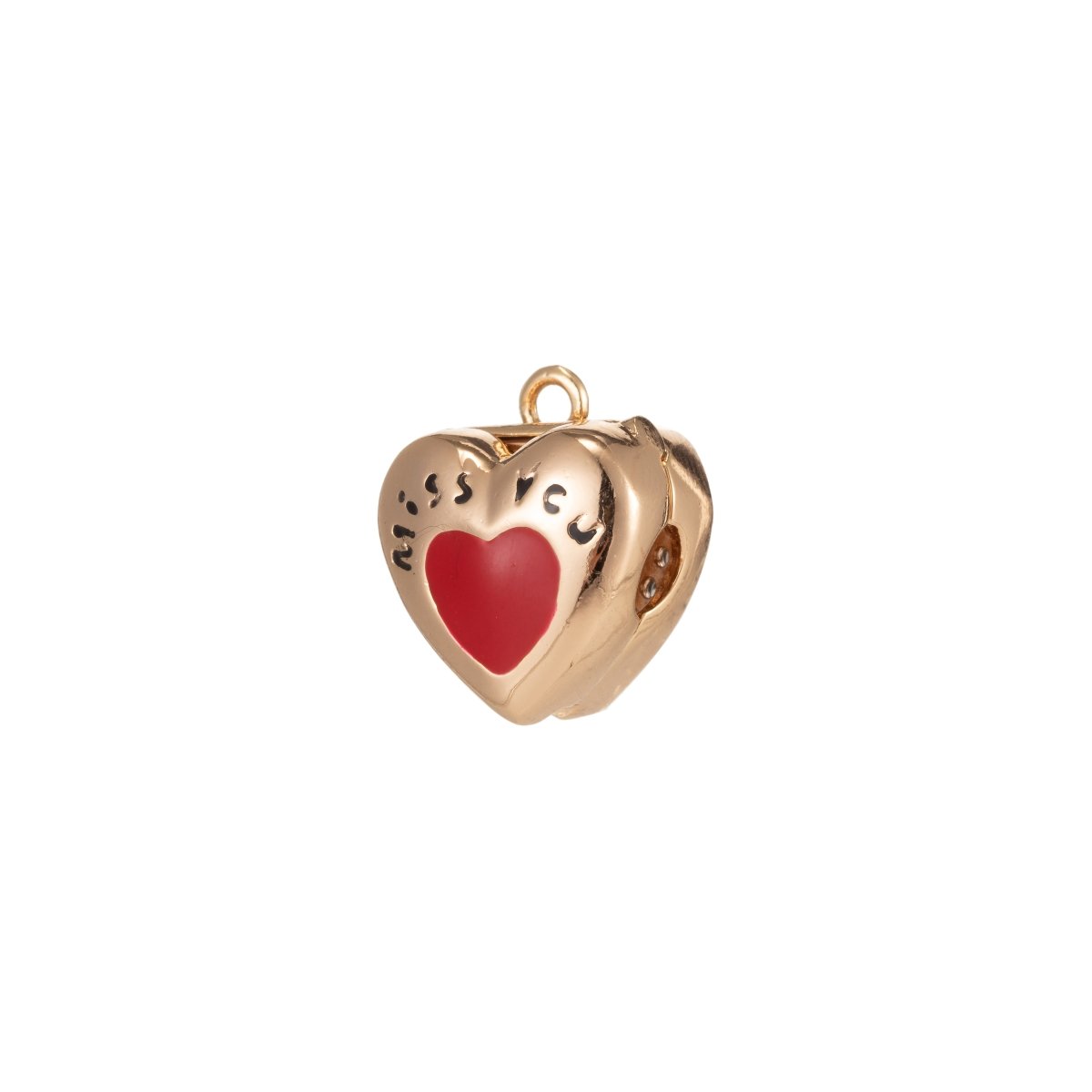 Tiny Missing Couple Heart Beads CZ Mini Valentine Miss You Writings Heart Jewelry Making Beads B-346