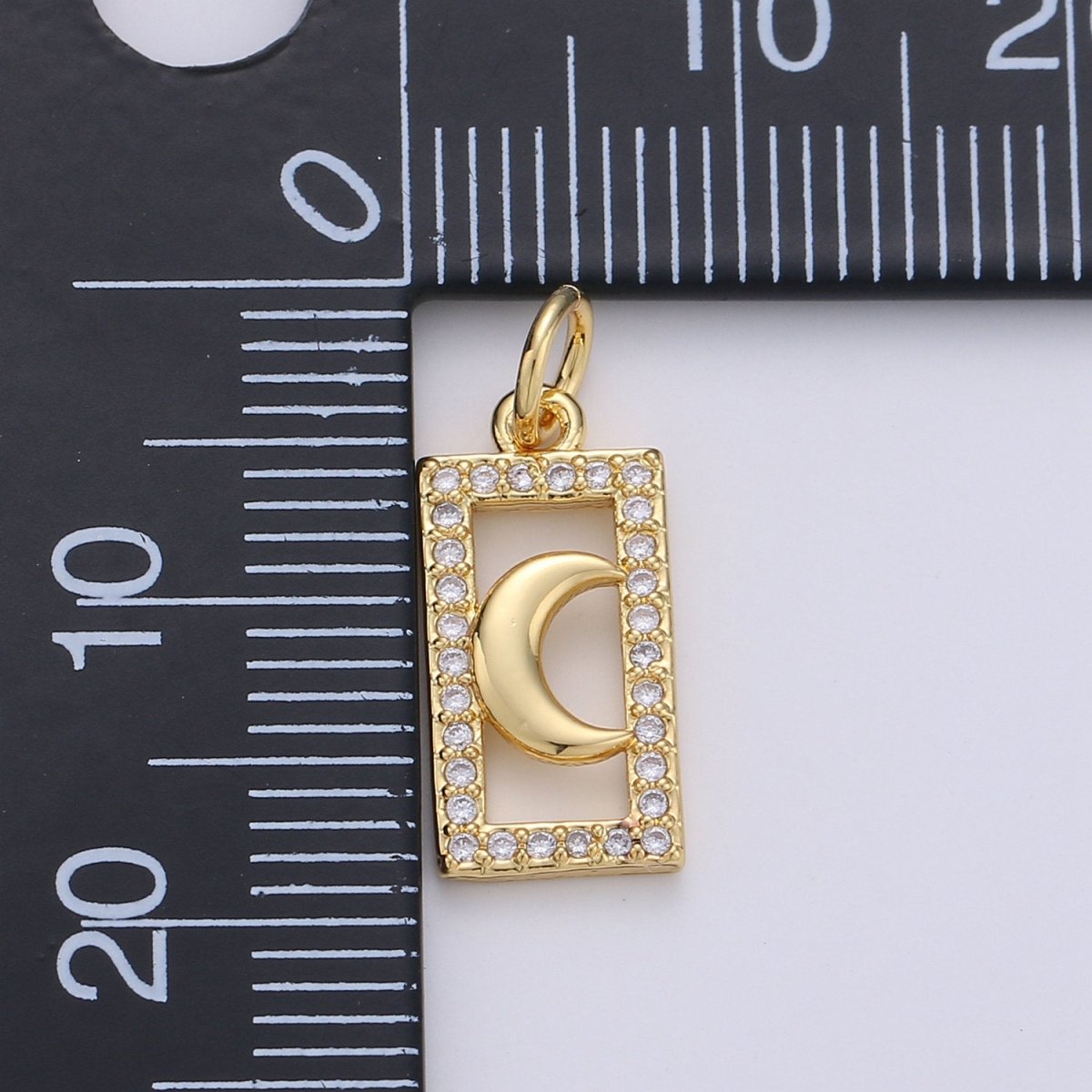 Tiny Moon Charm CZ Cubic Zirconia Mini Crescent moon Charm Gold Charm 14k Gold Filled Micro Pave Charm for Bracelet Necklace Earring Jewelry D-235