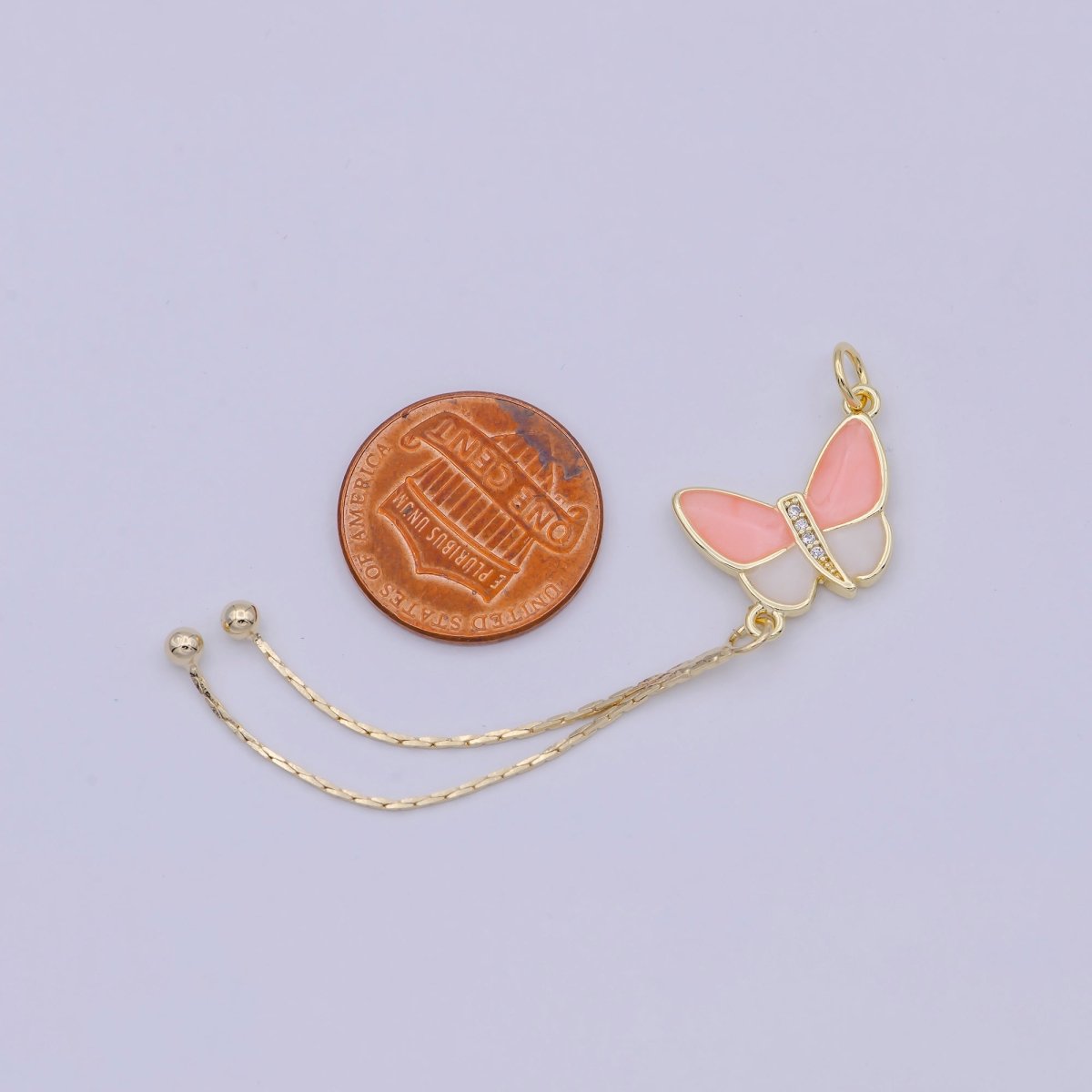 Tiny Pink butterfly charm for Necklace Earring Jewelry supplies, Earring makings, Animal charm W-184