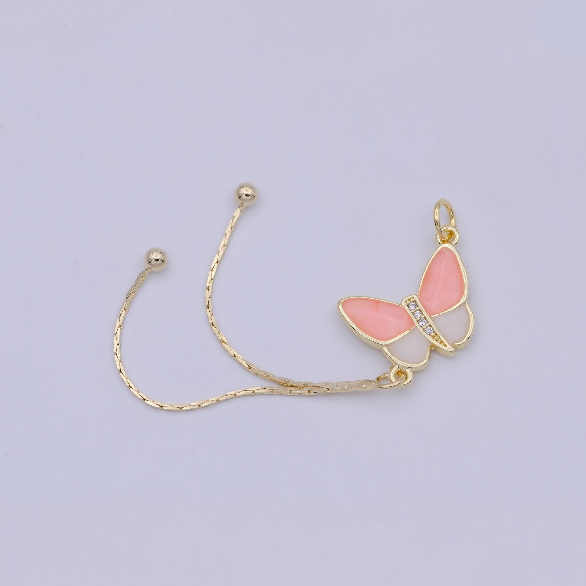 Tiny Pink butterfly charm for Necklace Earring Jewelry supplies, Earring makings, Animal charm W-184