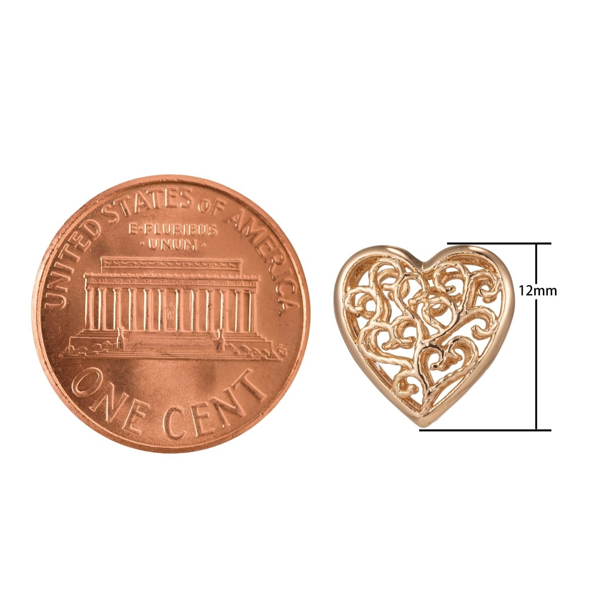 Tiny Pure Gold Heart Beads, Mini Plain Gold Filled Loving Heart Jewelry Making Beads B-349