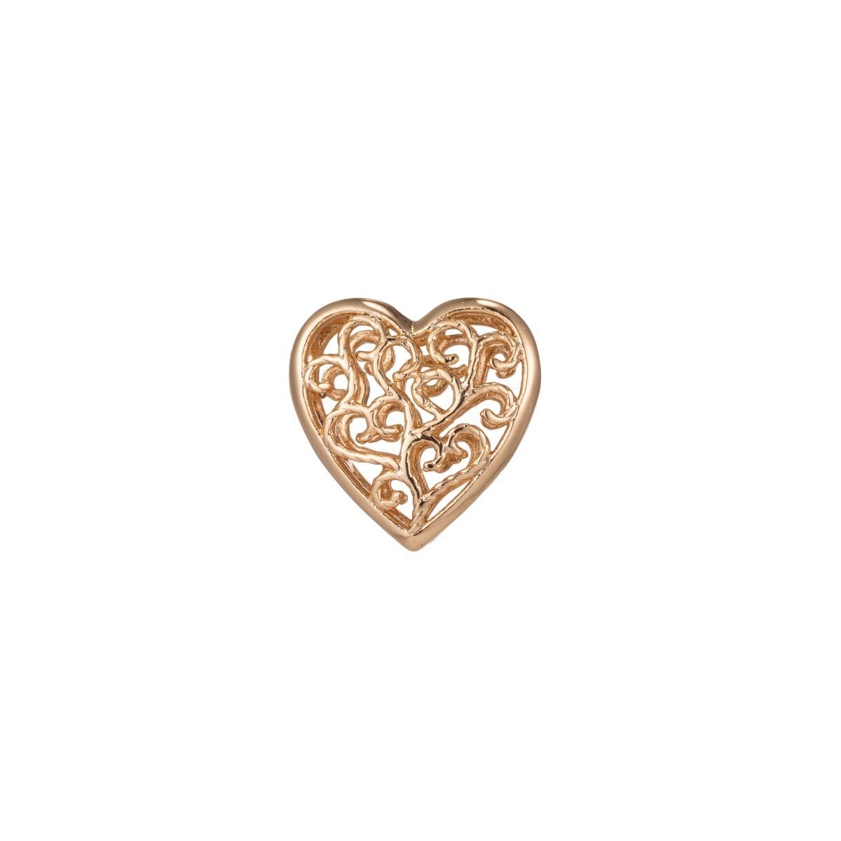 Tiny Pure Gold Heart Beads, Mini Plain Gold Filled Loving Heart Jewelry Making Beads B-349