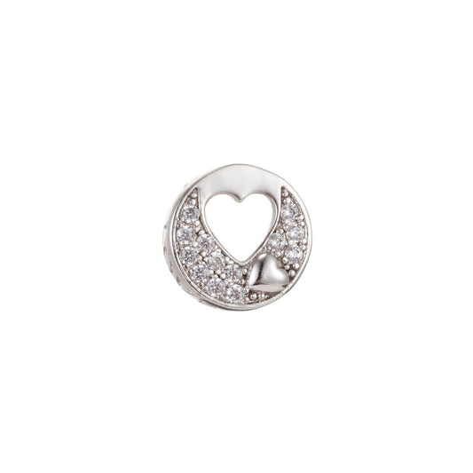 Tiny Silver Heart Shape Beads CZ Crystal Mini Love Heart Micro Pave Jewelry Making Beads B-263