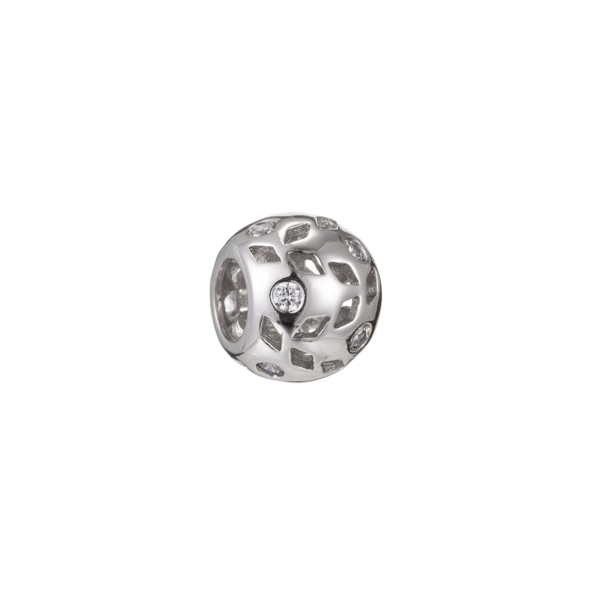 Tiny Silver Ornamented Beads Ball CZ Mini Gold Filled Silver Geometric Shape Jewelry Making Beads Supply B-258
