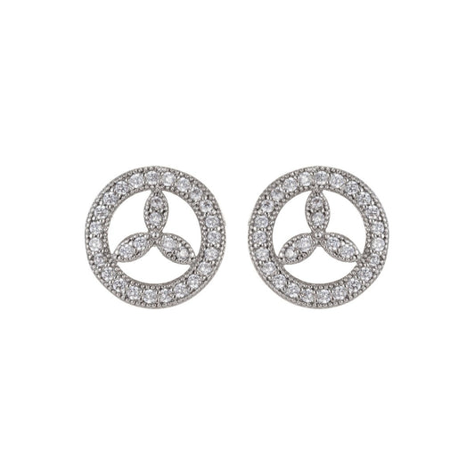 Tiny Silver Peace Sign Stud Earrings, Peace Jewelry, Dainty Micro Pave CZ Earrings Q-025