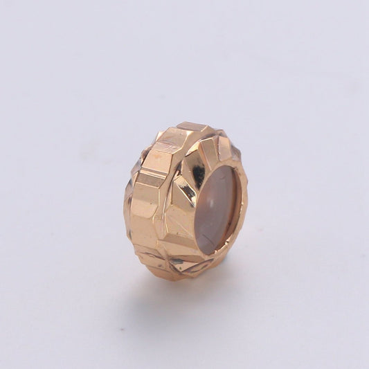 Tiny Simple Golden Round Ring Beads, Mini Plain Gold Filled Geometric Shape Beads B372
