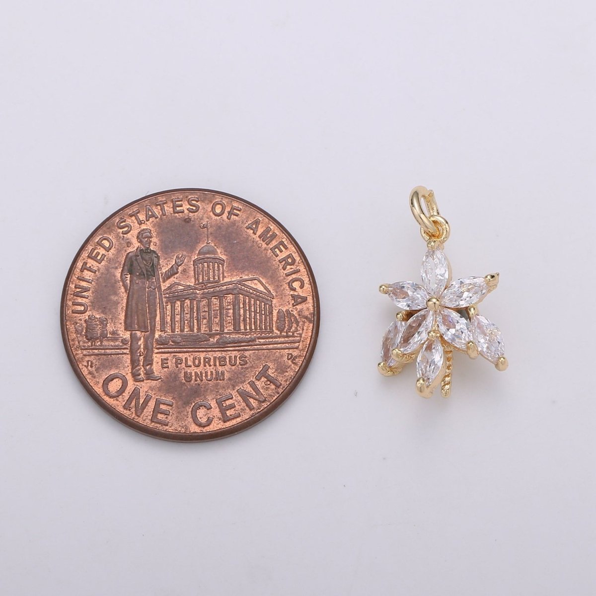 Tiny Small 18K Gold Filled Flower Charm Pave CZ Cubic Zirconia Charm for Bracelet Necklace Earring Charm Supply L-071