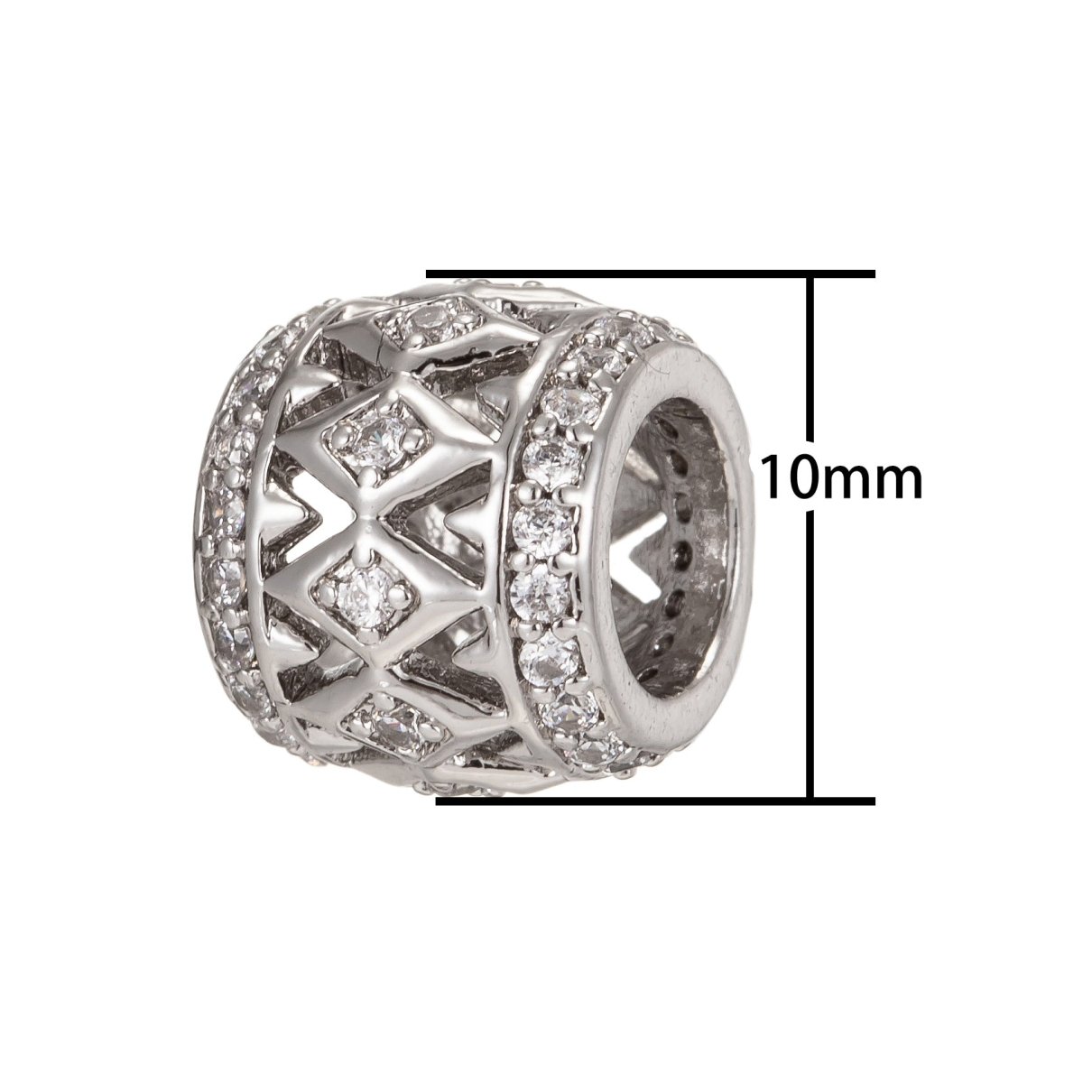 Tiny Square Ornamented Silver Beads Tube CZ Gold Filled Artistic Geometric Jewelry Making Beads Supply B-191