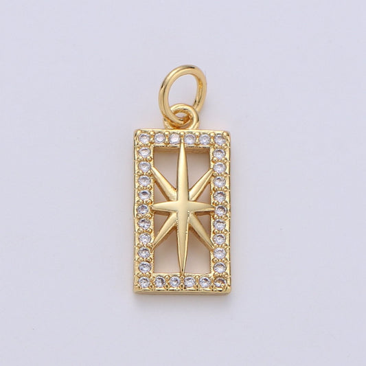 Tiny Star Charm CZ Cubic Zirconia Mini North Star Charm Gold Charm 14k Gold Filled Micro Pave Charm for Bracelet Necklace Earring Jewelry D-237