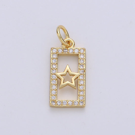 Tiny Star Charm CZ Cubic Zirconia Mini Twinkle Star Charm Gold Charm 14k Gold Filled Micro Pave Charm for Bracelet Necklace Earring Jewelry D-231