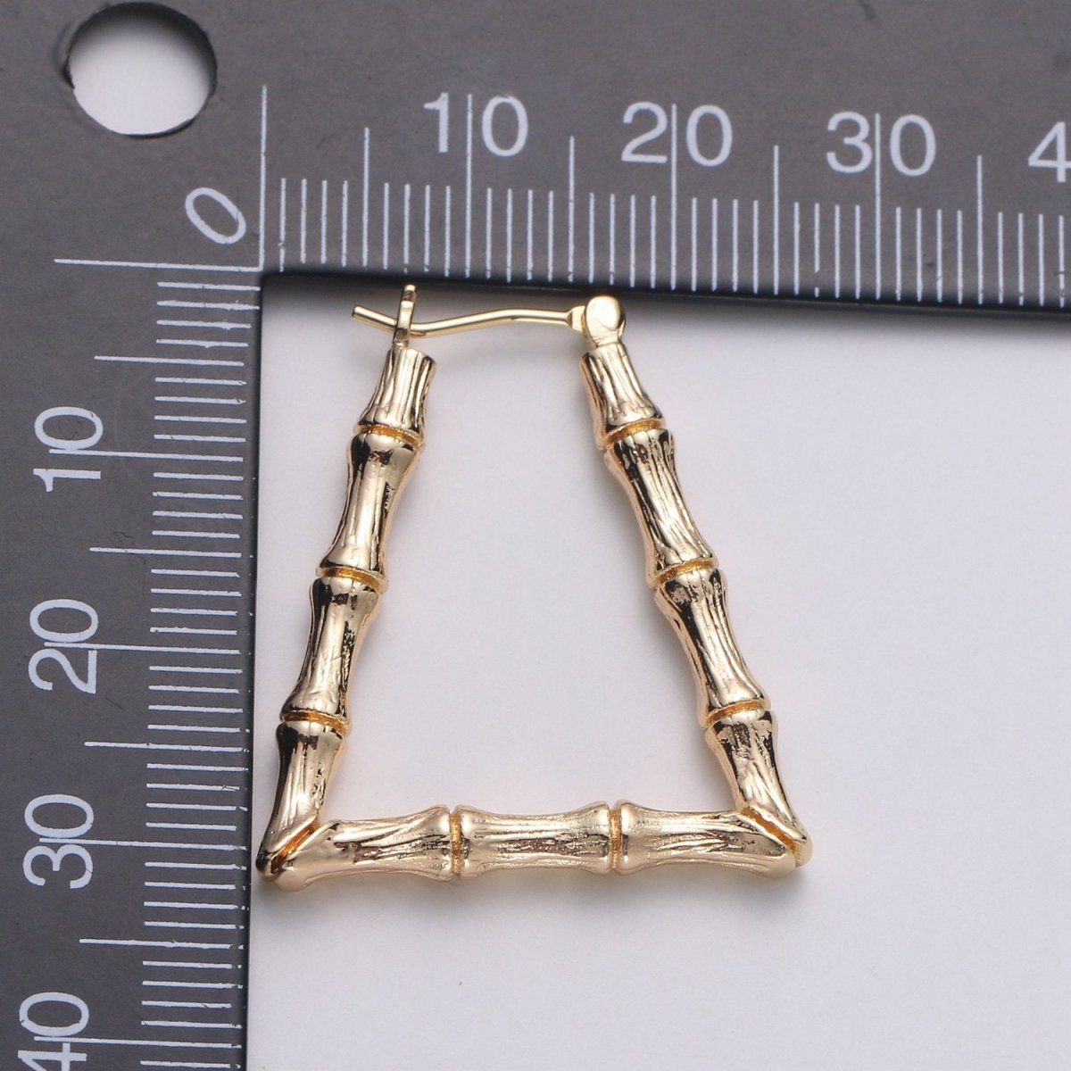 Trapezoid BAMBOO HOOP earrings Gold Bamboo Earring Triangle Bamboo Hoop Vintage Retro Earrings Q-305