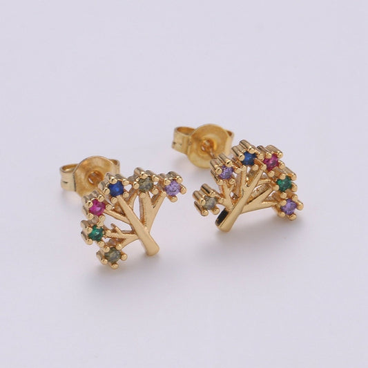 Tree Stud Earrings • Natural Life Earrings • Boho Jewelry • Dainty Gold Tree of Life Earrings • Stud Earrings • Gift for Her • Cute Earrings Q-261
