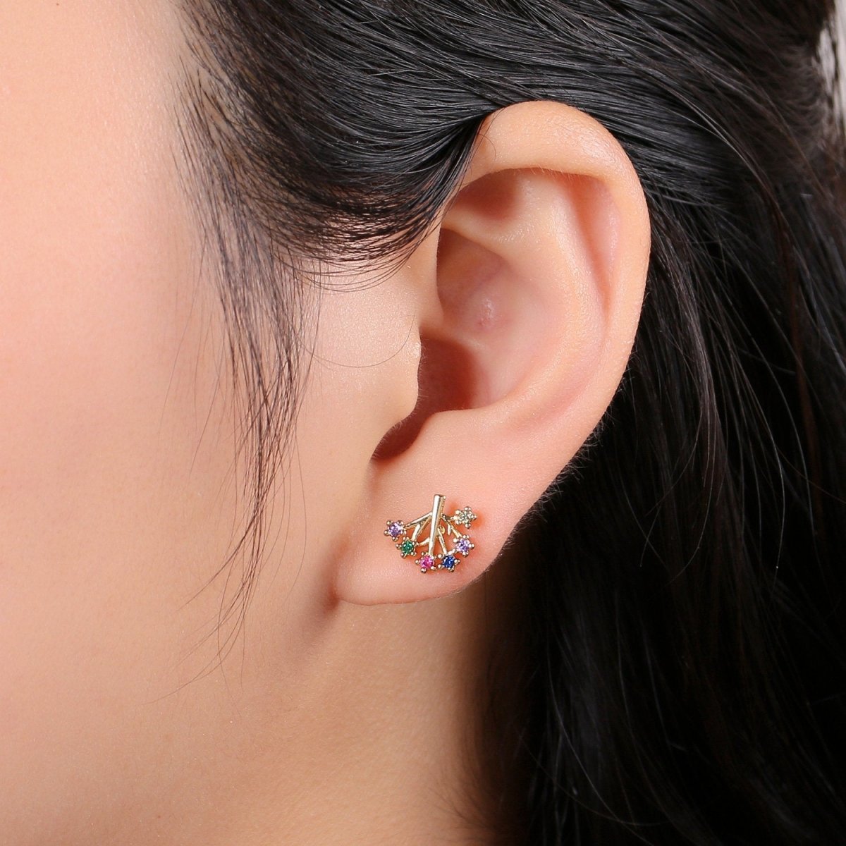 Tree Stud Earrings • Natural Life Earrings • Boho Jewelry • Dainty Gold Tree of Life Earrings • Stud Earrings • Gift for Her • Cute Earrings Q-261