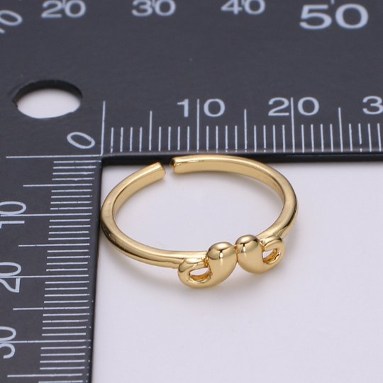 Trendy Mustache Ring, Gold Open Adjustable Ring Dainty Tiny Small Cute Mustache Ring, Fashion Jewelry, Everyday Ring, R-345