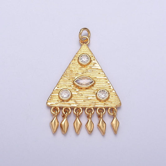 Triangle Clear CZ Dream Geometric Dreamcatcher with Spade Dangles Charm | X-123
