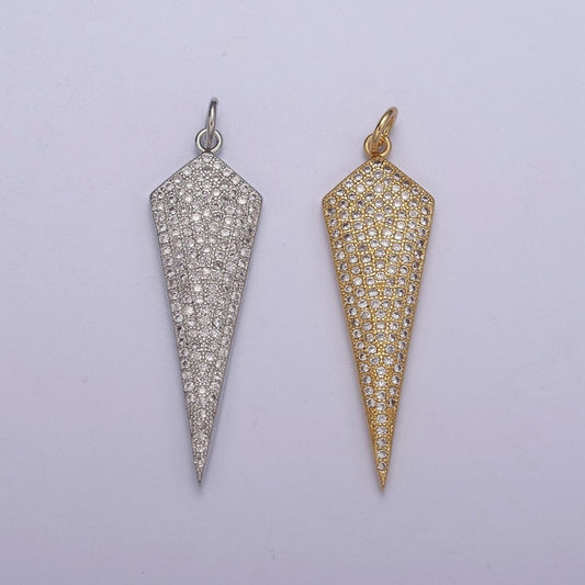 Triangle Pendant, Cubic Triangle Charm Gold Filled Triangle Arrowhead, Silver Arrowhead Charm, Triangle Charm N-325