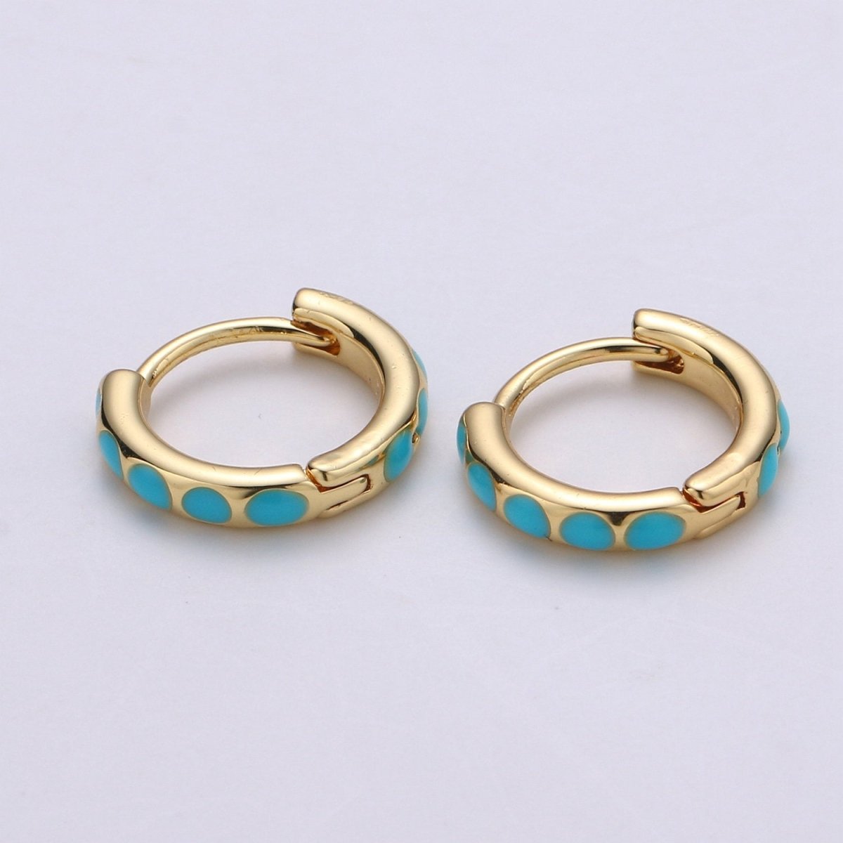 Turquoise Hoop Earrings • turquoise gold cartilage hoop • turquoise huggie hoop earrings • Something Blue Jewelry Q-207