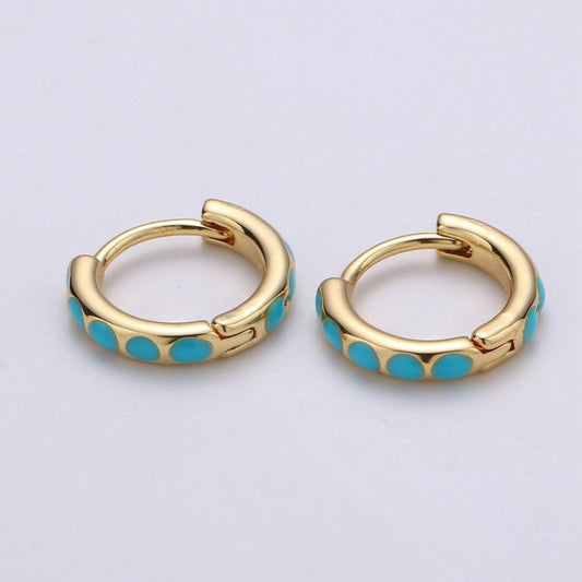Turquoise Hoop Earrings • turquoise gold cartilage hoop • turquoise huggie hoop earrings • Something Blue Jewelry Q-207