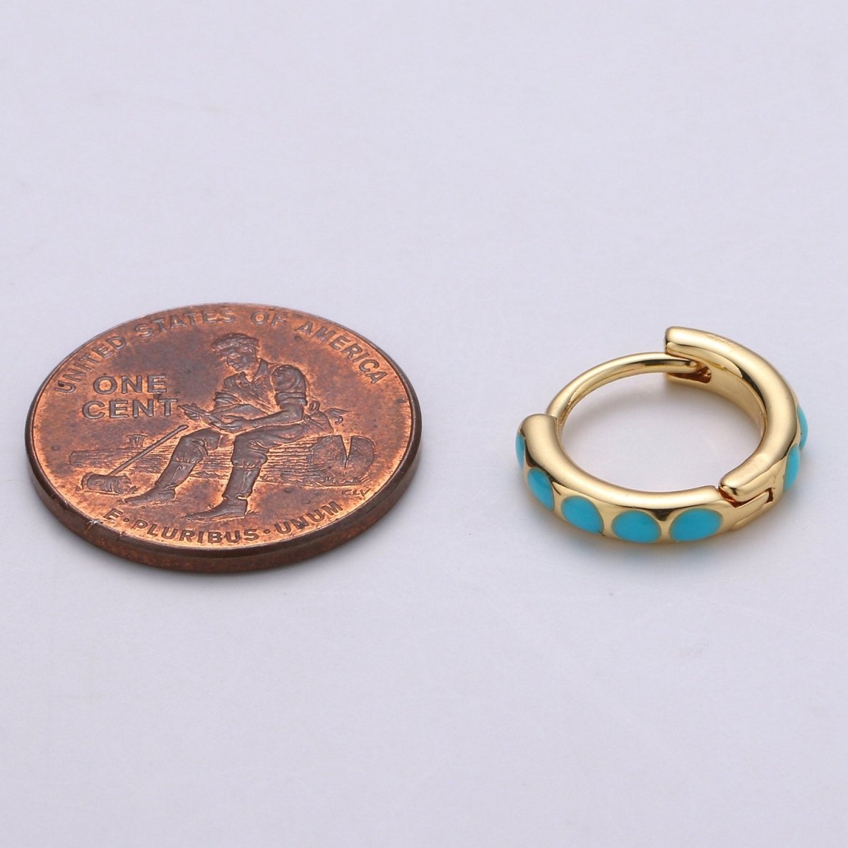 Turquoise Hoop Earrings • turquoise gold cartilage hoop • turquoise huggie hoop earrings • Something Blue Jewelry Q-207