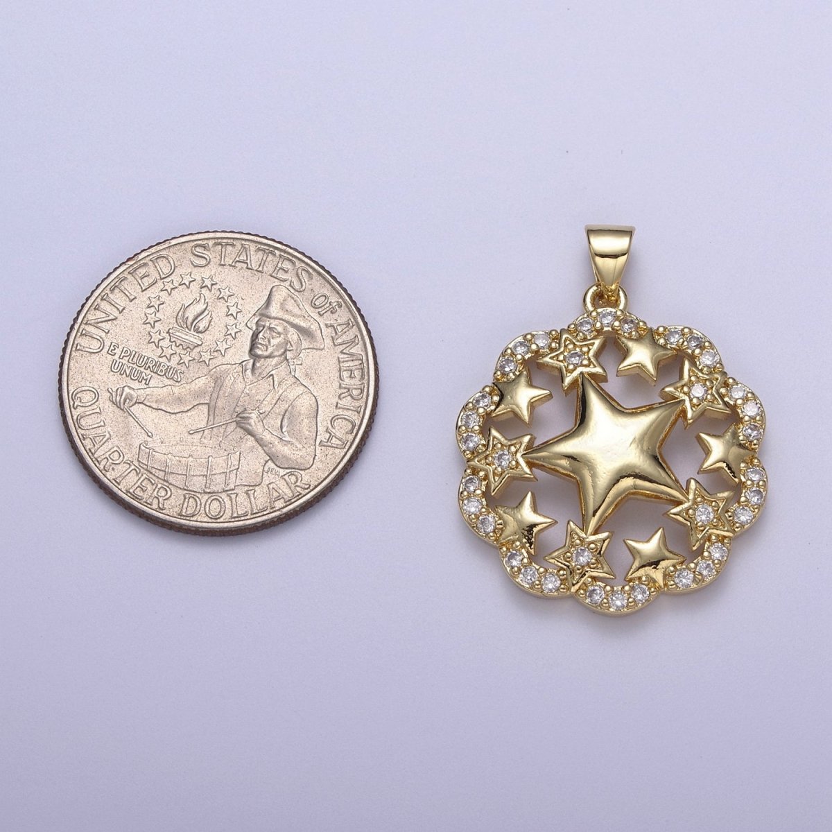Twinkle Little Star Gold Filled Pendant Cubic Zirconia Star Charm for Celebration Party H-483