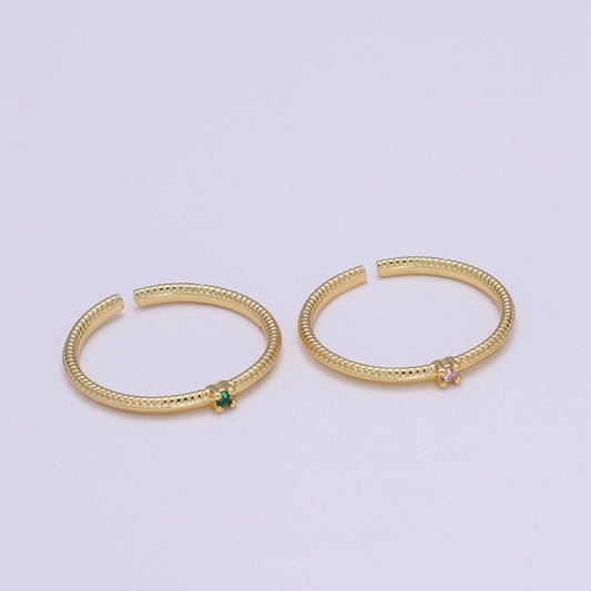 Twisted Band Ring - 24K Gold Minimalist Ring - Stackable Ring - Gold Cz Ring Layering - Stacking Ring Birthstone Jewelry size 6.5 O-281 O-282