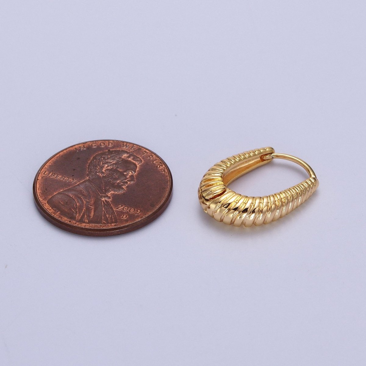 Twisted Croissant Dome Oblong Oval Hoop Earrings in Gold & Silver | AB075 AB076