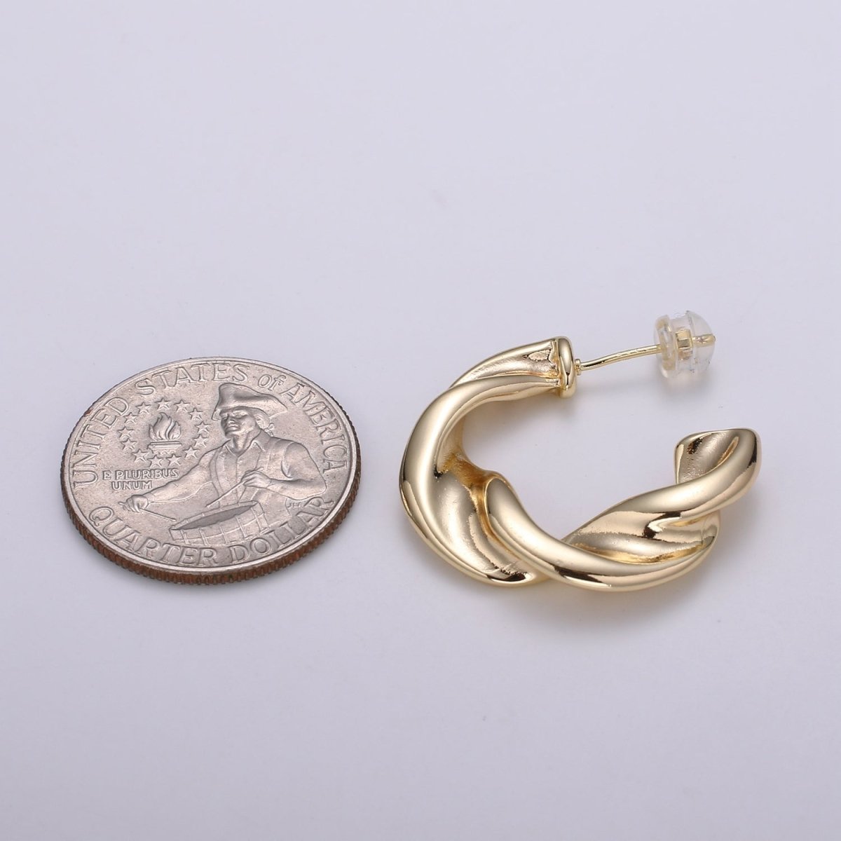 Twisted Design 18K Gold Stud Earring, Rose Gold Wavy Earring for DIY Earring Craft Supply Jewelry Making Q-459