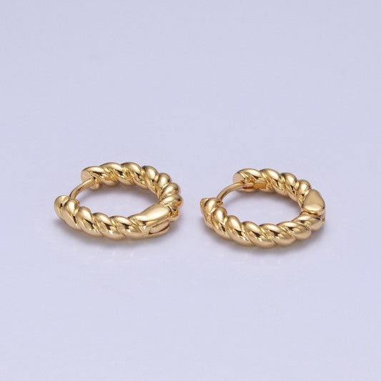 Twisted Gold Hoop Earrings for Women Dainty Gold Hoop Lightweight Earrings for Girls T-395
