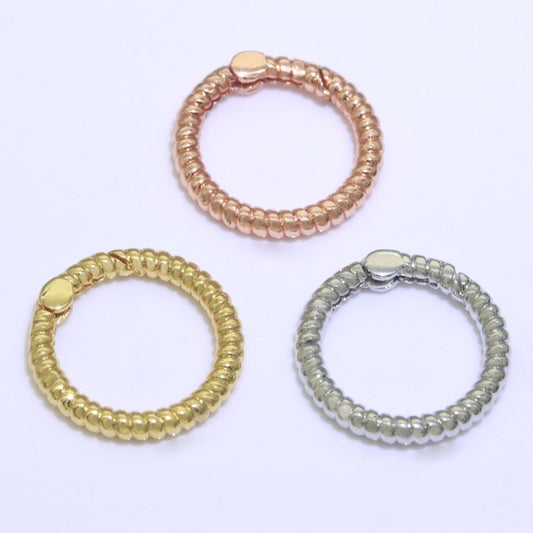Twisted Gold Spring Gate Ring, 16 mm Marine Rope Push Gate ring, Charm Holder Clasp for Connector Bracelet End Clasp Rose Gold Silver L-448 L-449 L-450