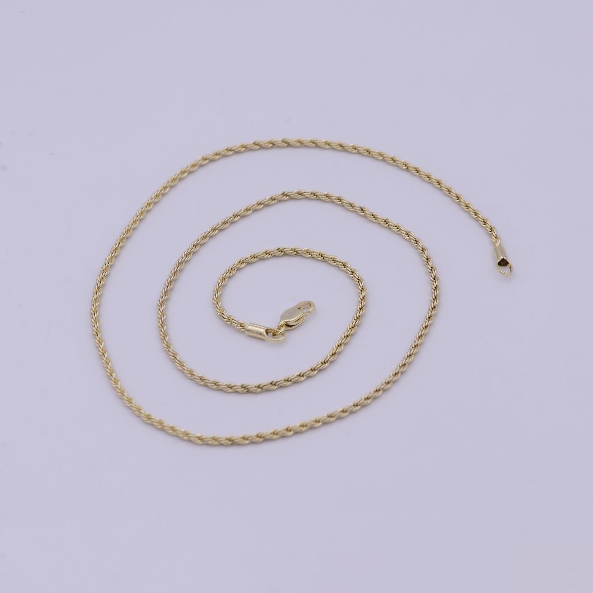Twisted Rope Chain Necklace - 14K Gold Filled Necklace Chain - 20 Inches Rope Necklace w/ Lobster Clasps | WA-526 Clearance Pricing