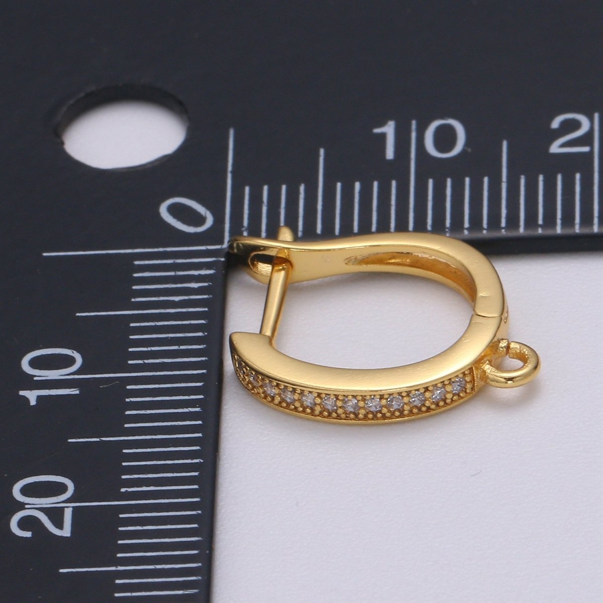 U Shaped Huggie Earring 24K Gold Filled Cubic Zirconia with open link for Jewelry Making L-227
