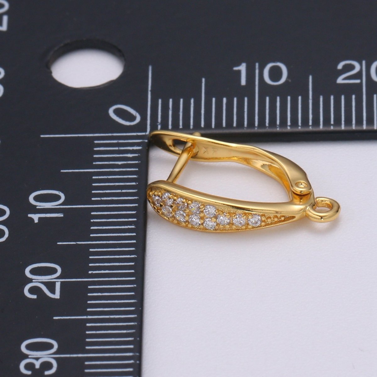 U Shaped Huggie Earring 24K Gold Filled Cz Micro Pave Hoops with open link for Jewelry Making Supply L-230