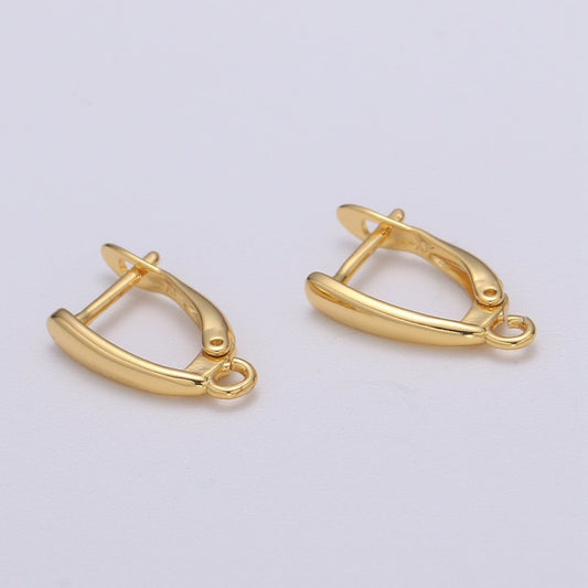 U Shaped Huggie Earring 24K Gold Filled Simple Hoops with open link for Jewelry Making Supply L-228