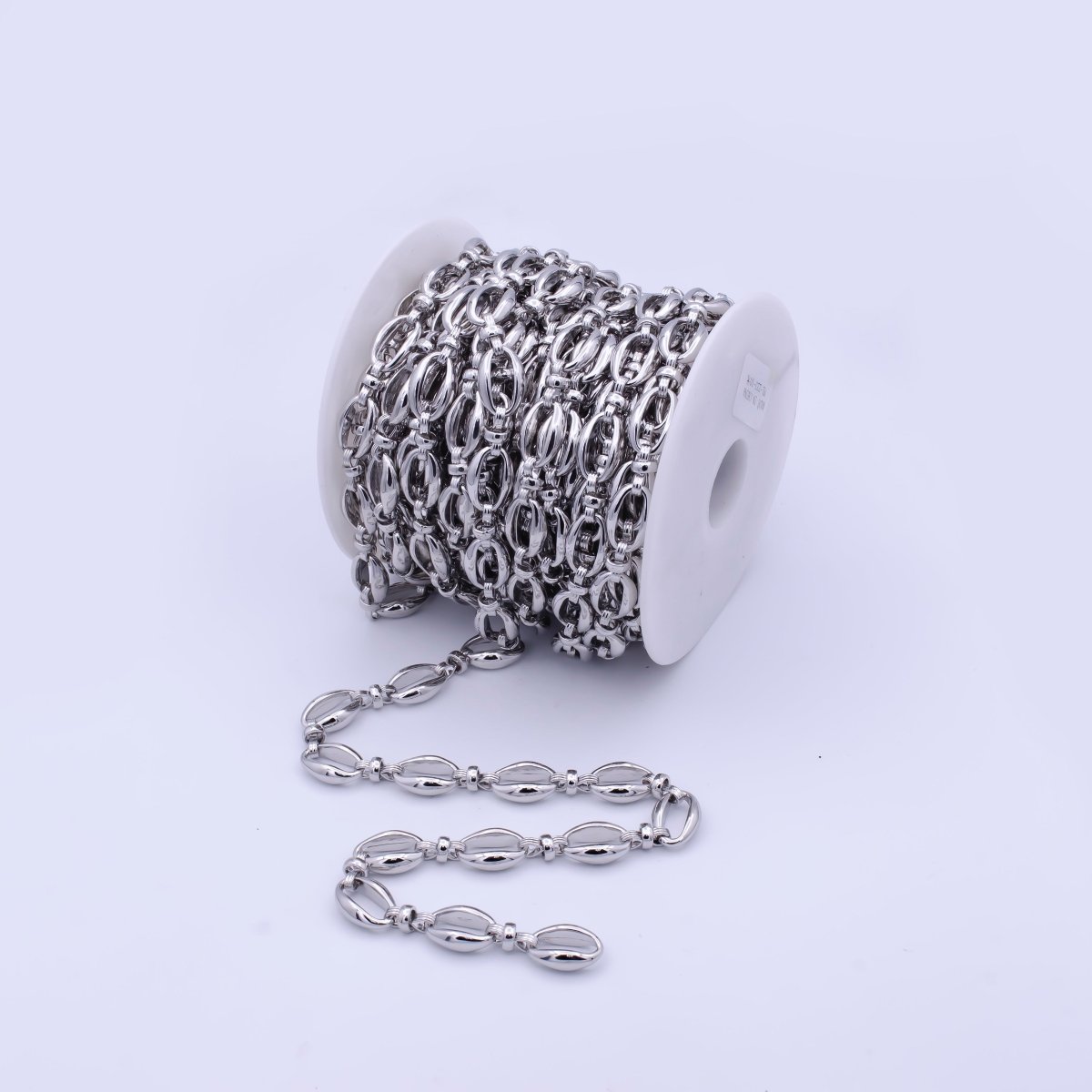 Unique Gold Plated Chunky Oval Ring and Connector Cable Chain Big Bold Silver Chain Unfinished Chain by Yard | ROLL-799 Clearance Pricing