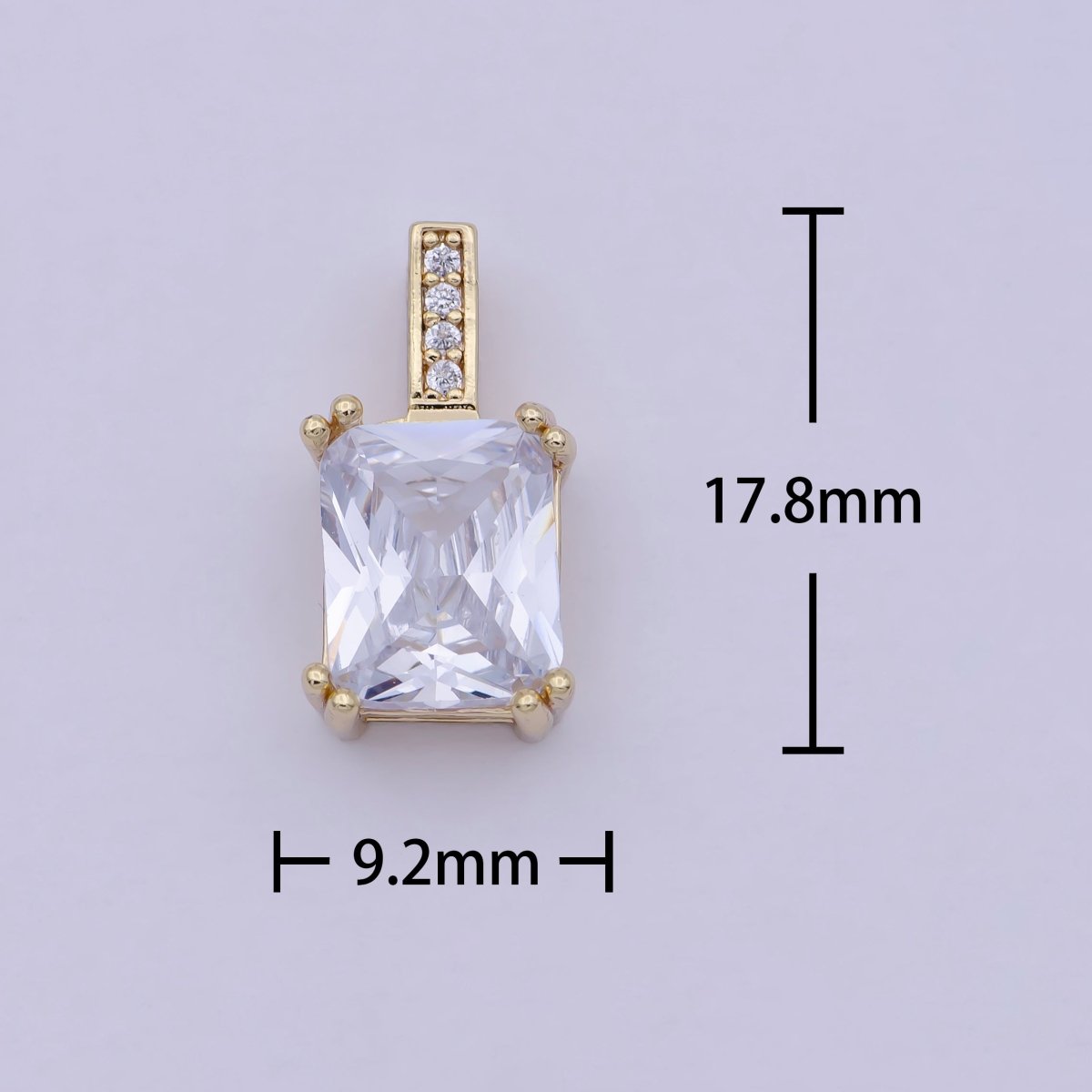 Unique Emerald Cut Solitaire Pendant Necklace Square CZ Diamond Charm for Bridal Wedding Necklace Dainty Necklace J-449