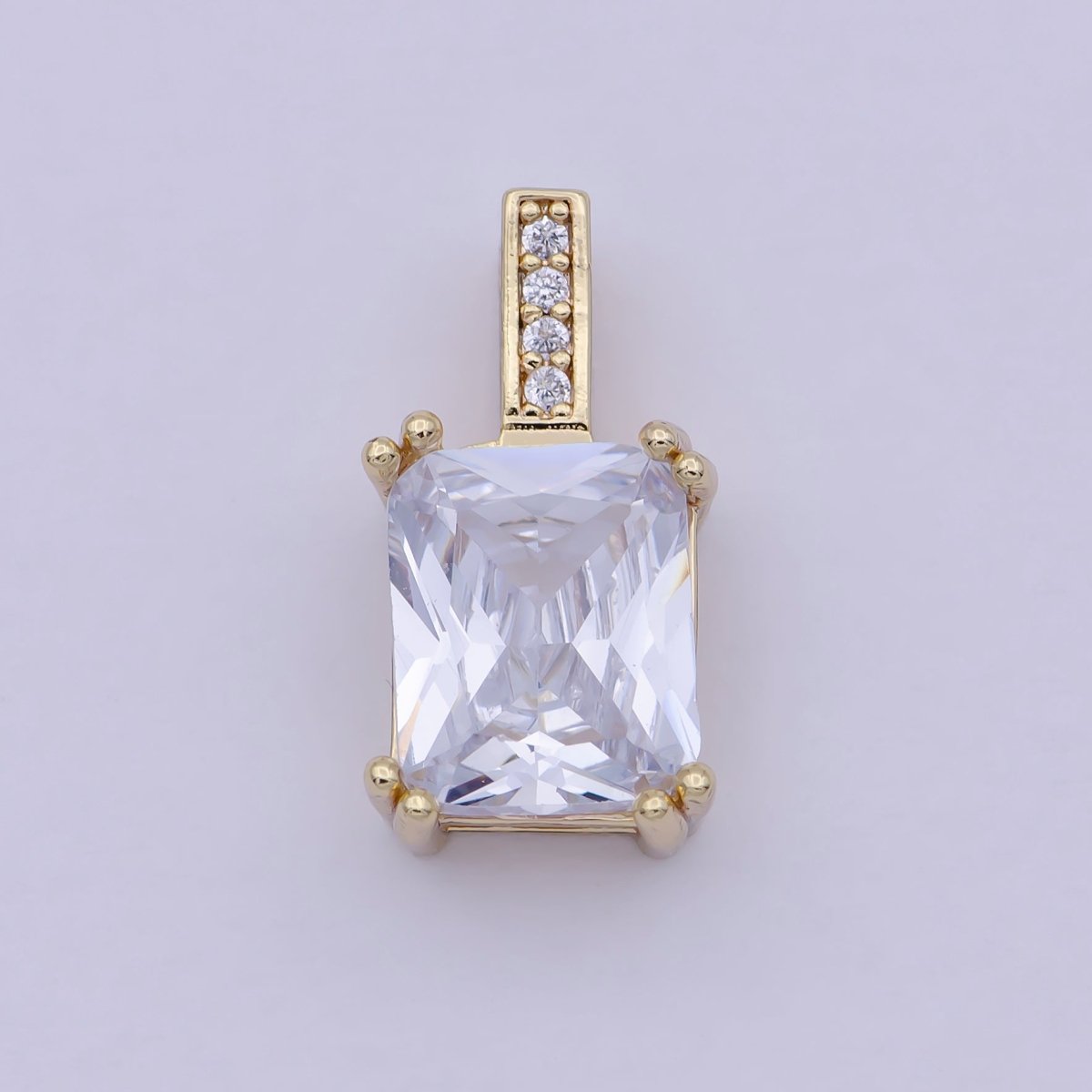 Unique Emerald Cut Solitaire Pendant Necklace Square CZ Diamond Charm for Bridal Wedding Necklace Dainty Necklace J-449