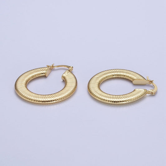 Unique Gold Hoops Line Pattern Earring for Fashion Statement Jewelry T-023