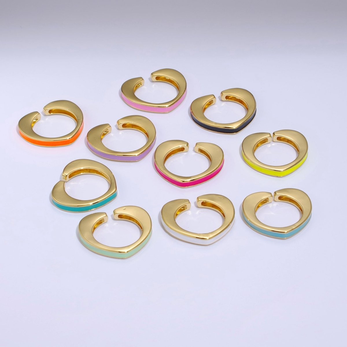 Unique Heart Shaped Open Ring Enamel Colorful Band S-258 ~ S-267