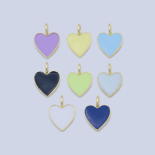 Various Color Enamel Heart Shape Gold Filled Pendants - J-888~J-895
