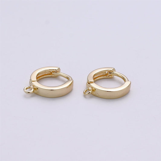 Vermeil Gold Earring Findings - Open Link earring Post, 14k yellow gold over 925 sterling silver 12mm huggie hoop earring K-519