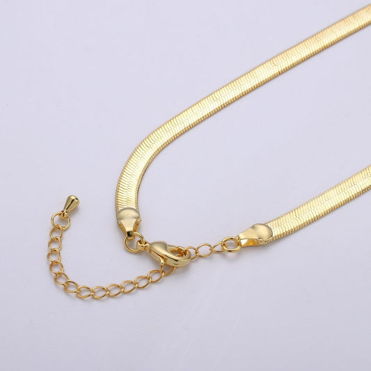 Vermeil Herringbone Chain Gold Plated over Sterling Silver Bold Necklace 3, 4, 5mm wide Herringbone Chain for Layering Necklace 16, 18, 20 Inch | CN-766 - CN-781, 930, 931, 932, 949, 950, 970  Clearance Pricing