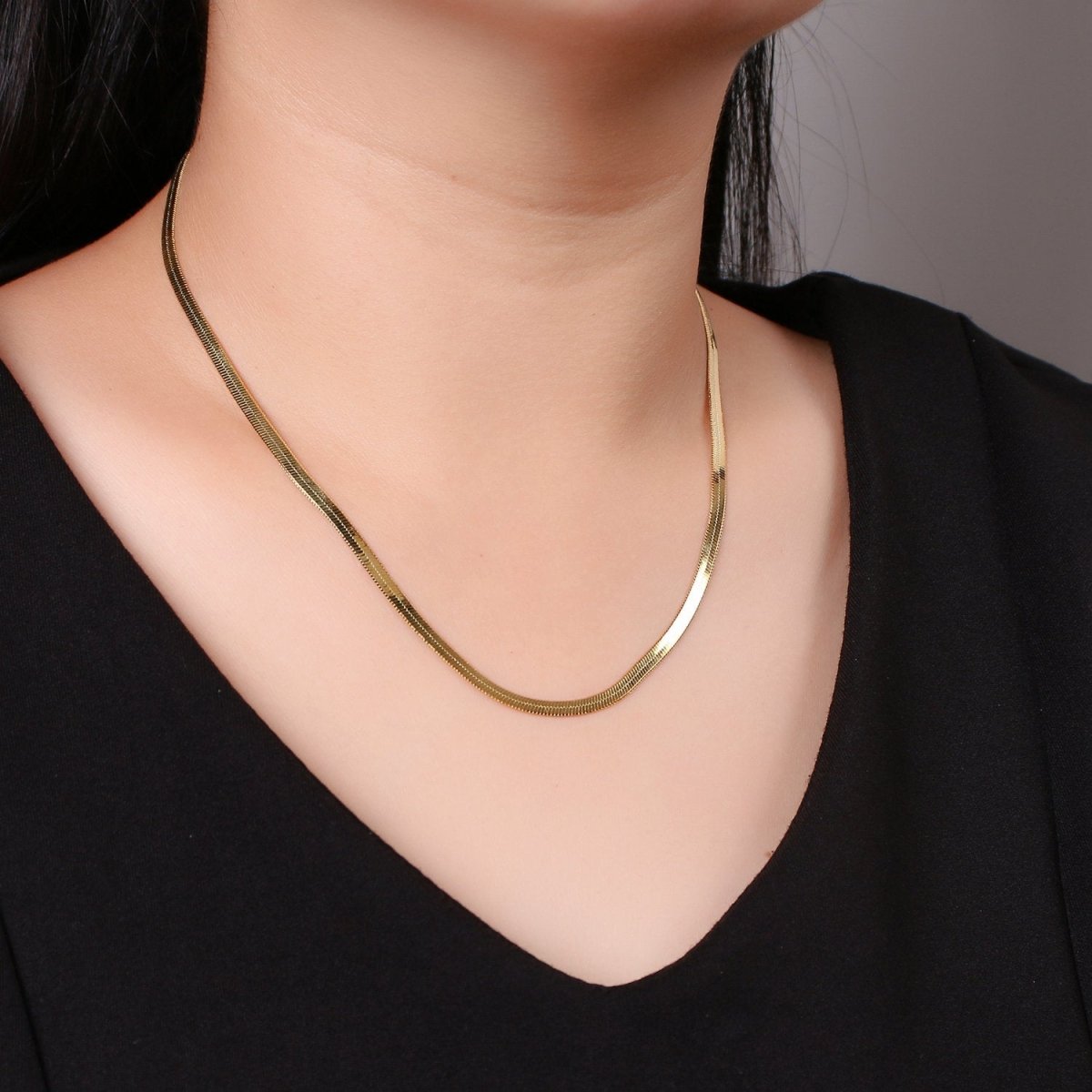 Vermeil Herringbone Chain Gold Plated over Sterling Silver Bold Necklace 3, 4, 5mm wide Herringbone Chain for Layering Necklace 16, 18, 20 Inch | CN-766 - CN-781, 930, 931, 932, 949, 950, 970  Clearance Pricing