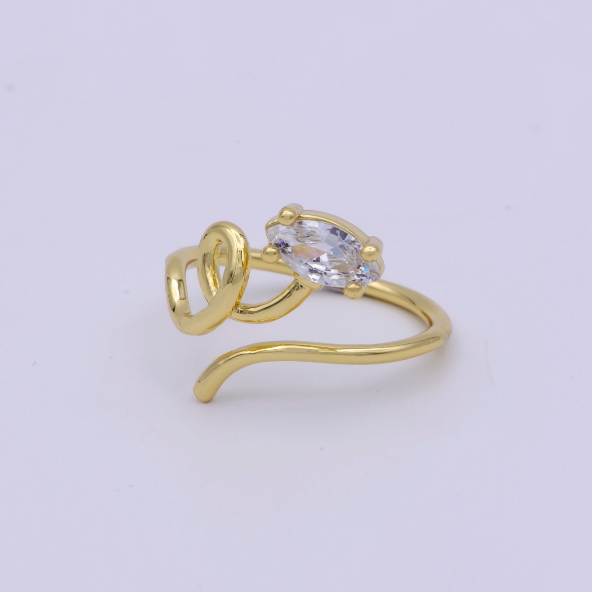 14K Gold Filled Marquise CZ Vine Curled Band Ring | U149