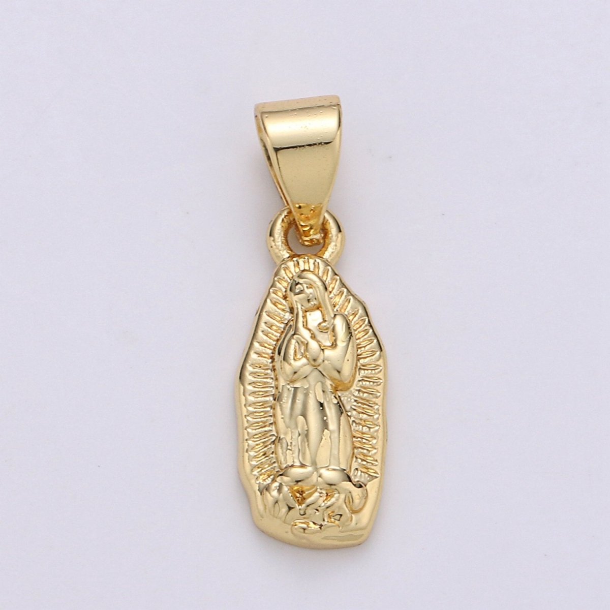 Vintage Mary Charm Necklace 14K Gold Filled Holy Mary Pendant Necklace, Our Lady of Guadalupe Pendant Necklace For Religious Jewelry Making J-006
