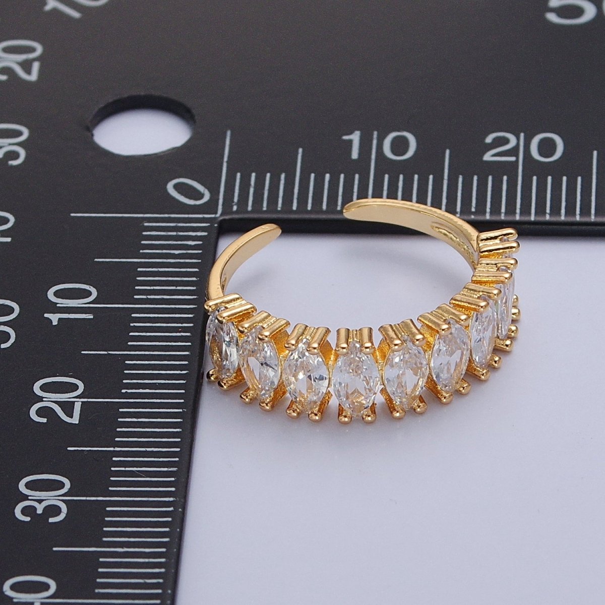 Vintage Pave Clear Ring for Statement Ring Open Adjustable Jewelry O-2174