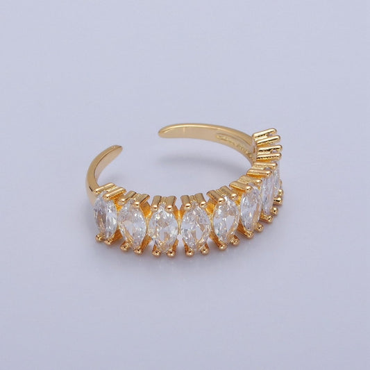 Vintage Pave Clear Ring for Statement Ring Open Adjustable Jewelry O-2174